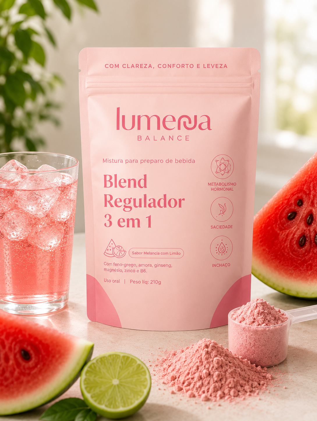 Lumenna Balance Blend Regulador 3 em 1 sabor melancia com limão